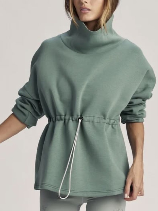 Varley Tops - Varley Sage Green High Neck Drawcord Sweatshirt